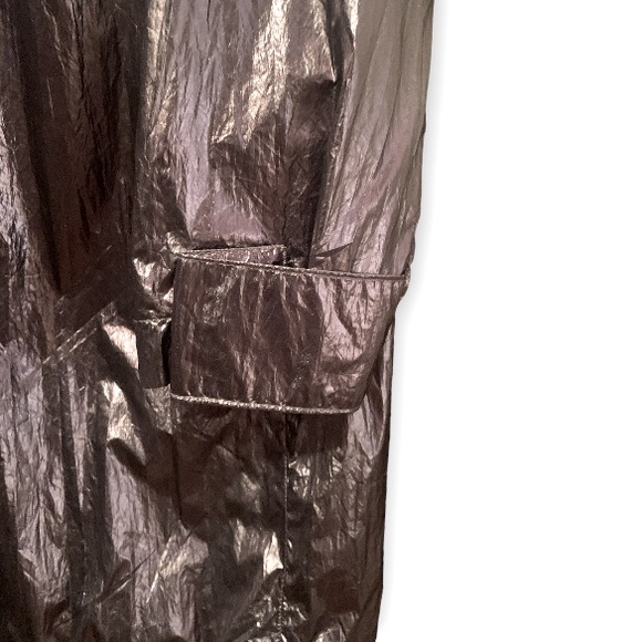 ZARA Raincoat- xs, metallic silver, net lining, pockets, adjustable - Picture 3 of 5